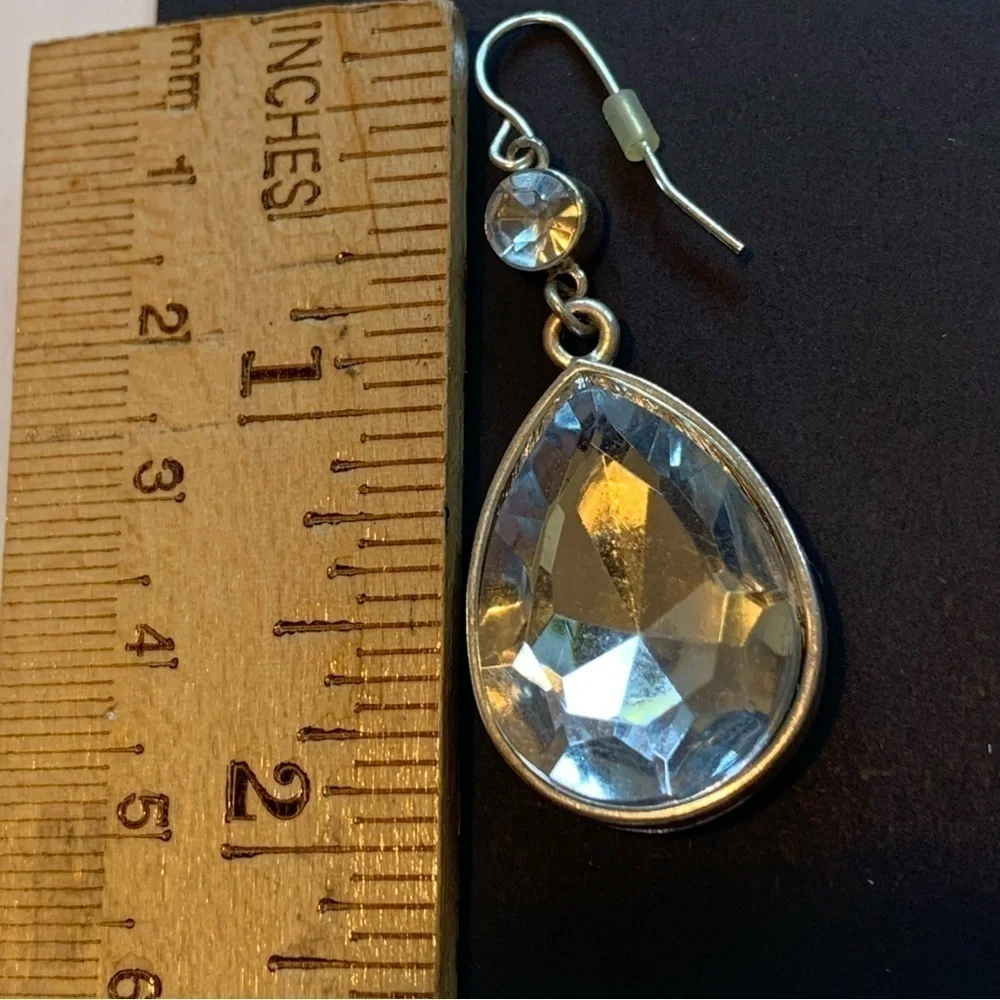 crystal teardrop dangle drop statement earrings party glam formal sparkly - Picture 9 of 13